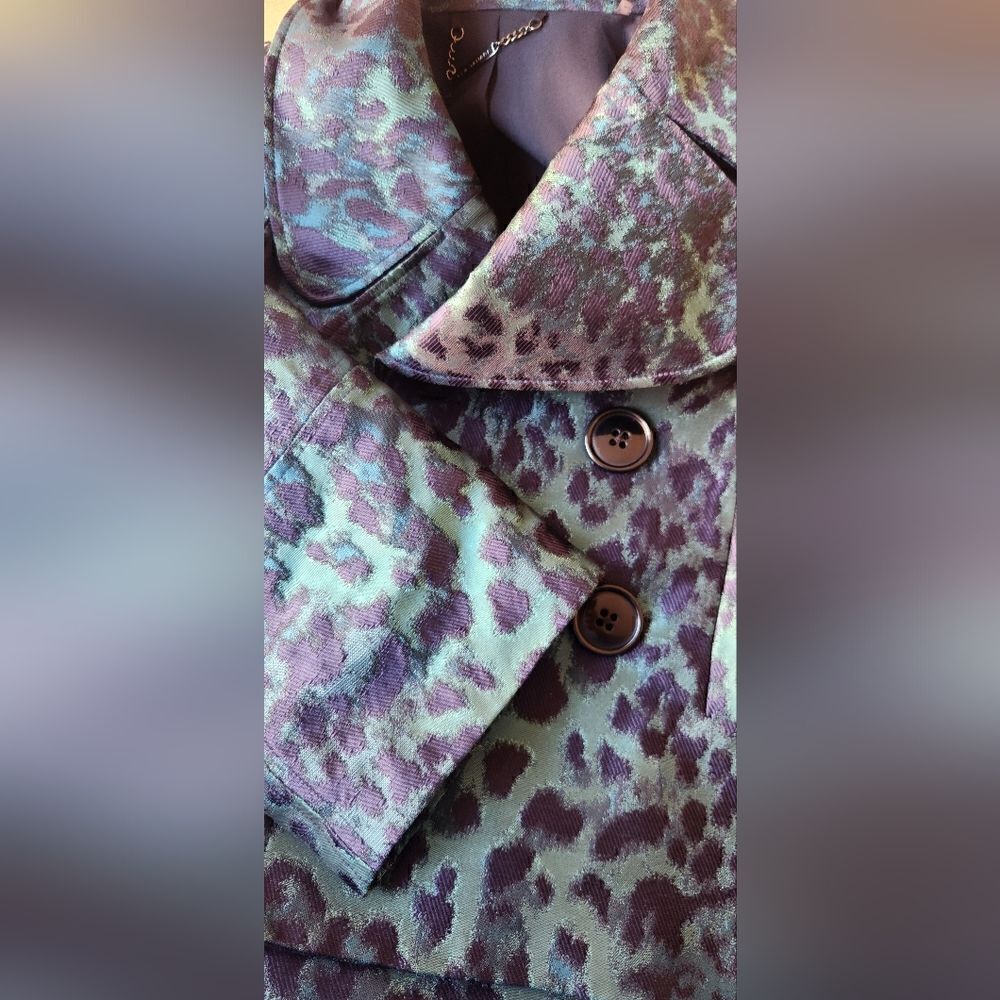 Elie Tahari Edna Leopard-Print Lacquard Green Multi Jacket Size Small - Picture 6 of 15